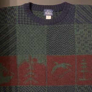 Woolrich 100% Wool Crewneck Sweater Large Green